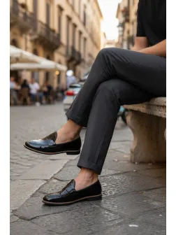 Mocasini barbati negri, tapla subtire, piele eco, comozi 12221 N3.N4-1